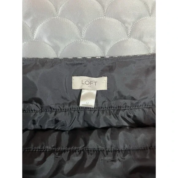 Ann Taylor LOFT Mini Skirt Wool Blend Lined Black and white size 12 Classic - Picture 6 of 6